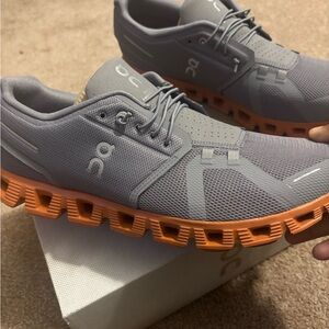 On Running Men's Athletic Shoes in Gray and Orange